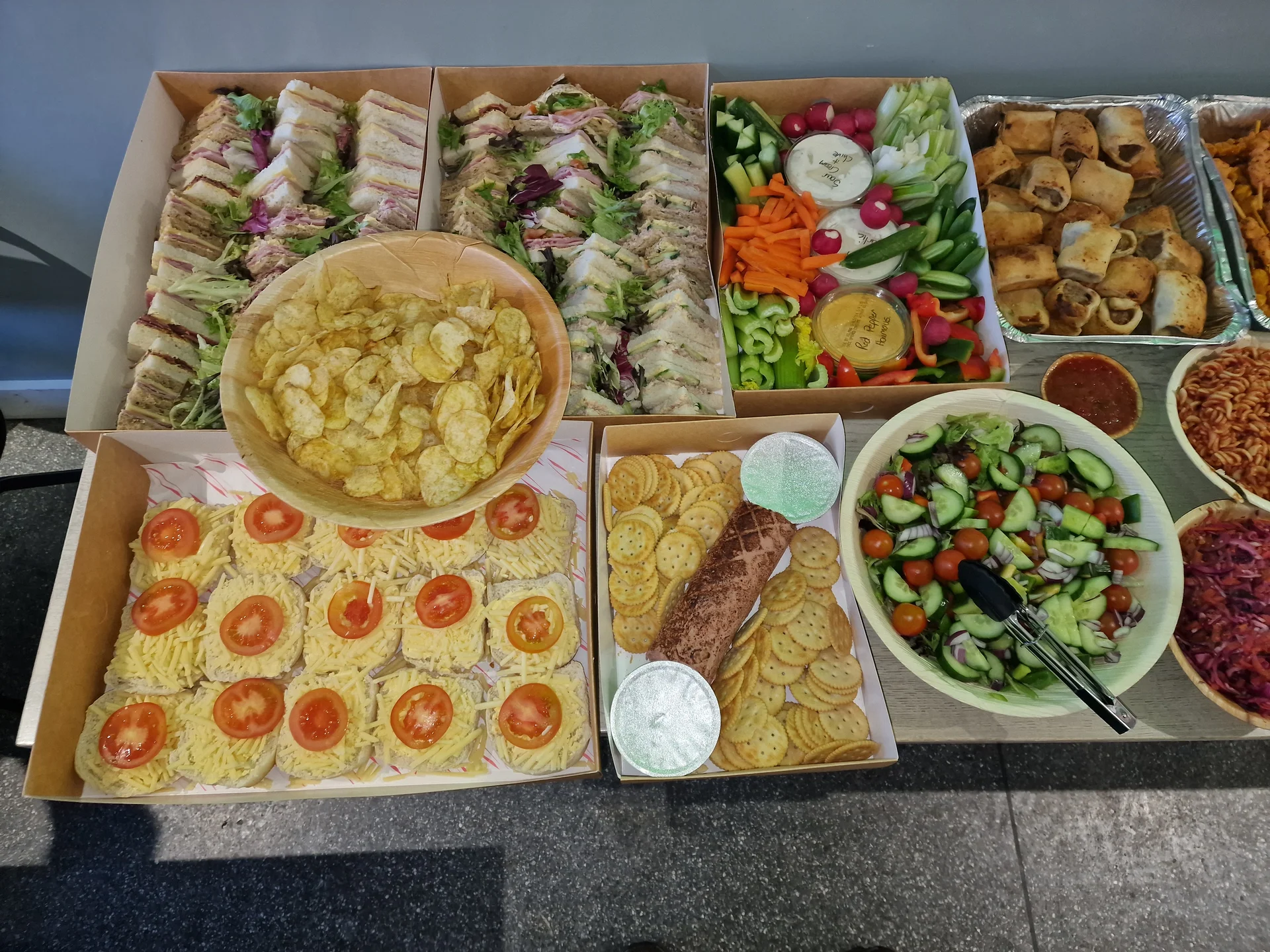 Corporate lunch catering spread in Cornwall